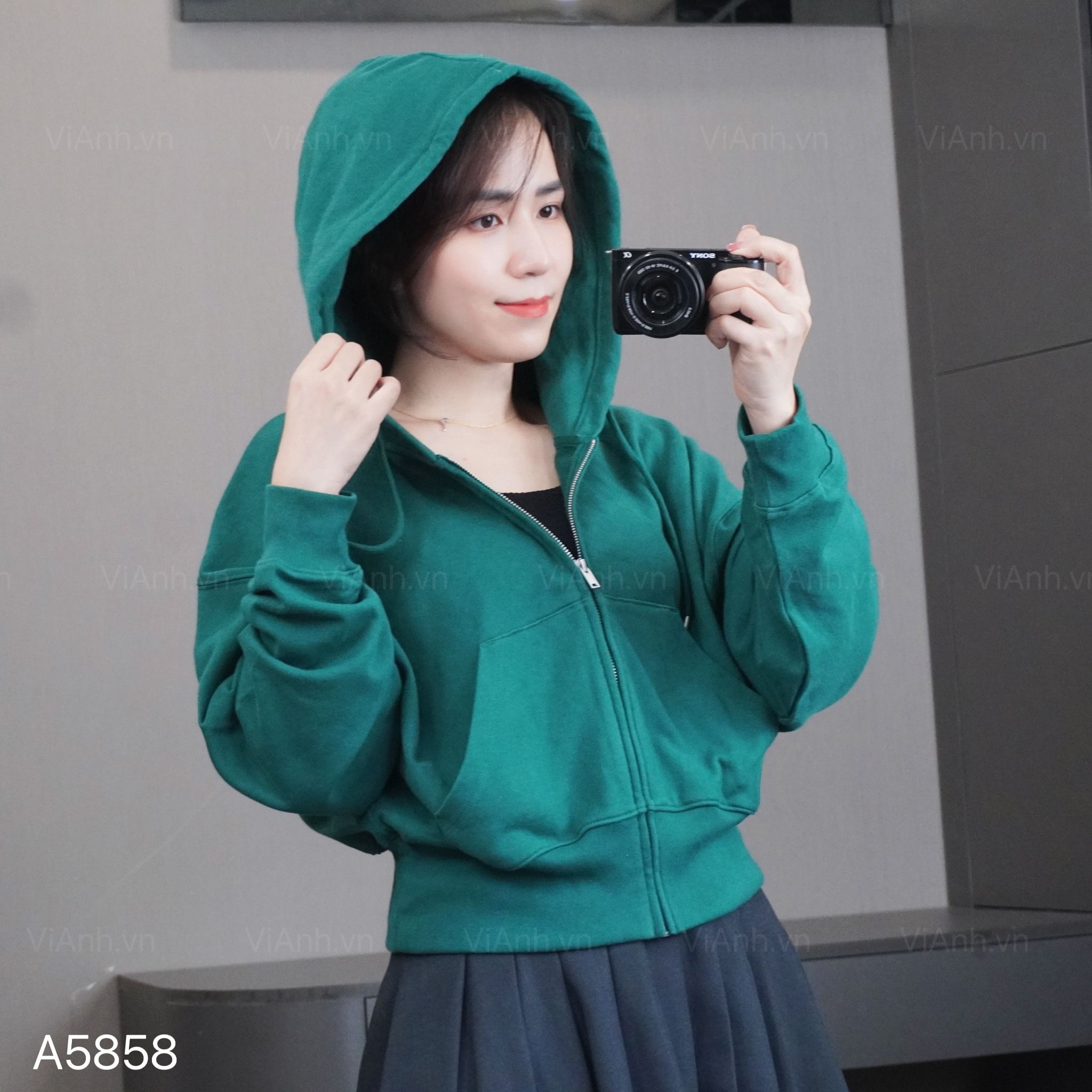 Áo khoác A8 hoodie nỉ da cá G/A / XANH LÁ