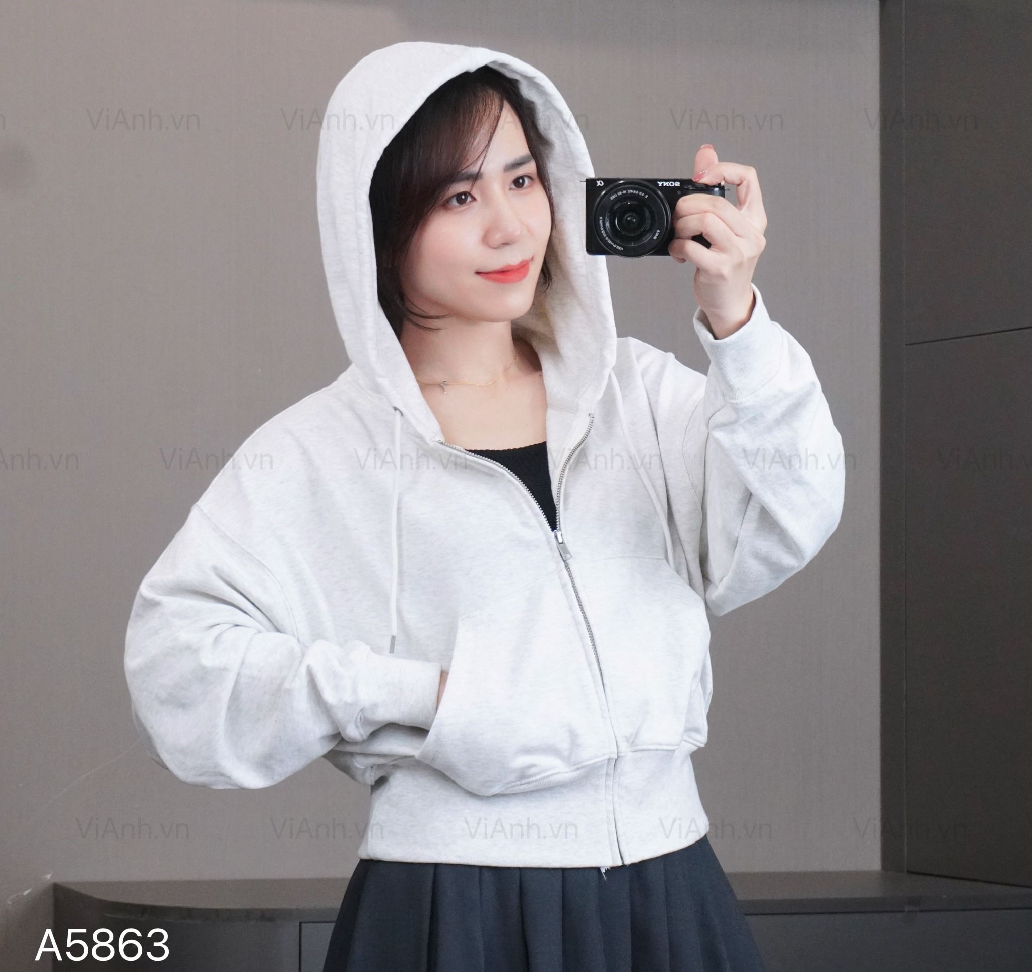Áo khoác A3 hoodie nỉ da cá G/A A5863 / XÁM