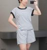 Bộ đùi thun gân xuất dư A6012 / TRẮNG KẺ B12
