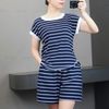Bộ đùi thun gân xuất dư A6014 / XANH KẺ B14