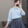 Áo sơmi A27 xuất Hàn A6027  / FreeSize / XANH NHẠT