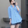 Áo sơmi A31 xẻ tà xuất Hàn A6031 / FreeSize / XANH ĐẬM