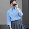 Áo sơmi A31 xẻ tà xuất Hàn A6031 / FreeSize / XANH ĐẬM