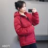 Áo khoác phao có mũ style US / ĐỎ ĐẬM