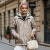 Áo khoác lót nỉ bông kèm mũ style US BE NÂU V74