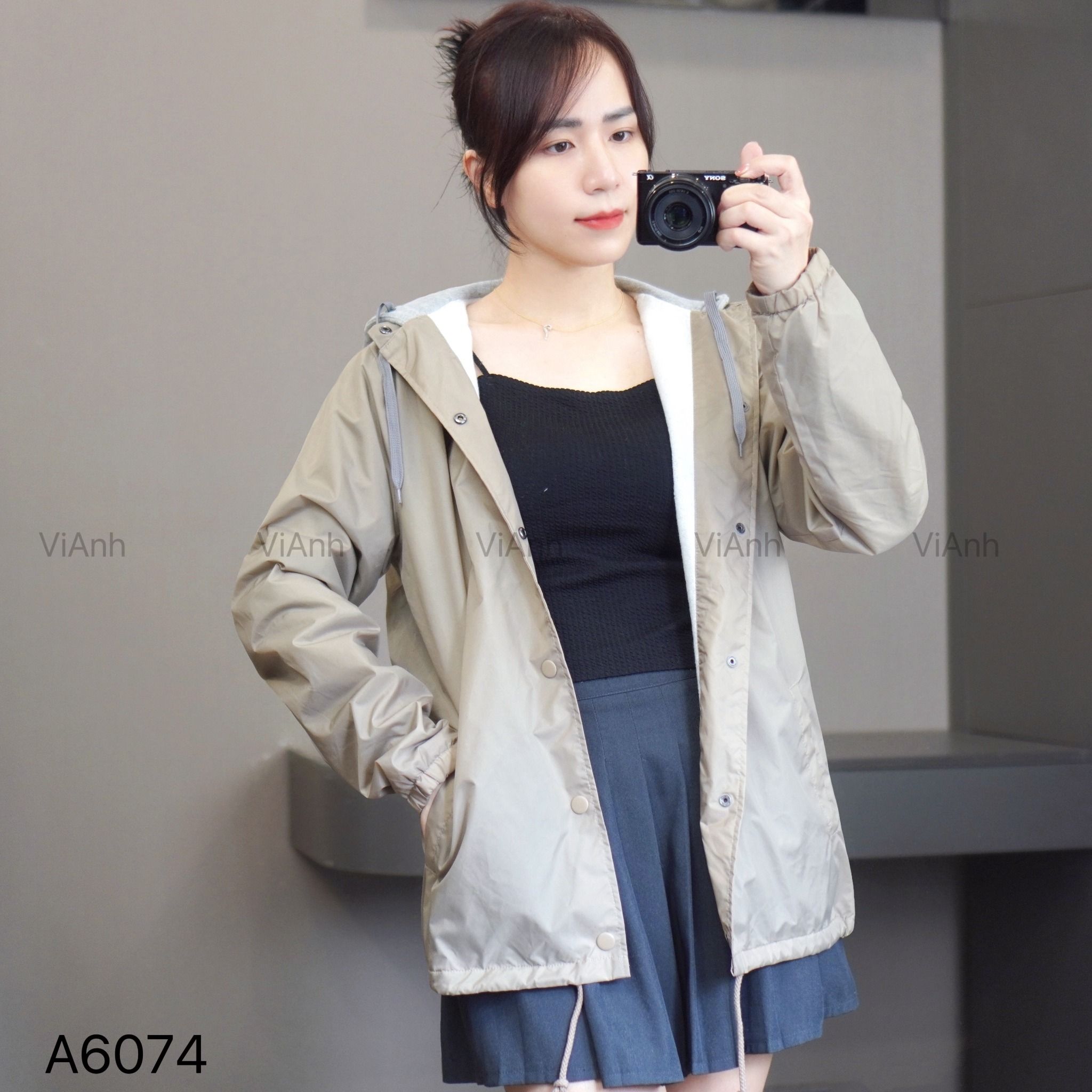 Áo khoác lót nỉ bông kèm mũ style US BE NÂU