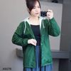 Áo khoác lót nỉ bông kèm mũ style US / XANH LÁ