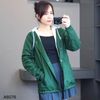 Áo khoác lót nỉ bông kèm mũ style US / XANH LÁ