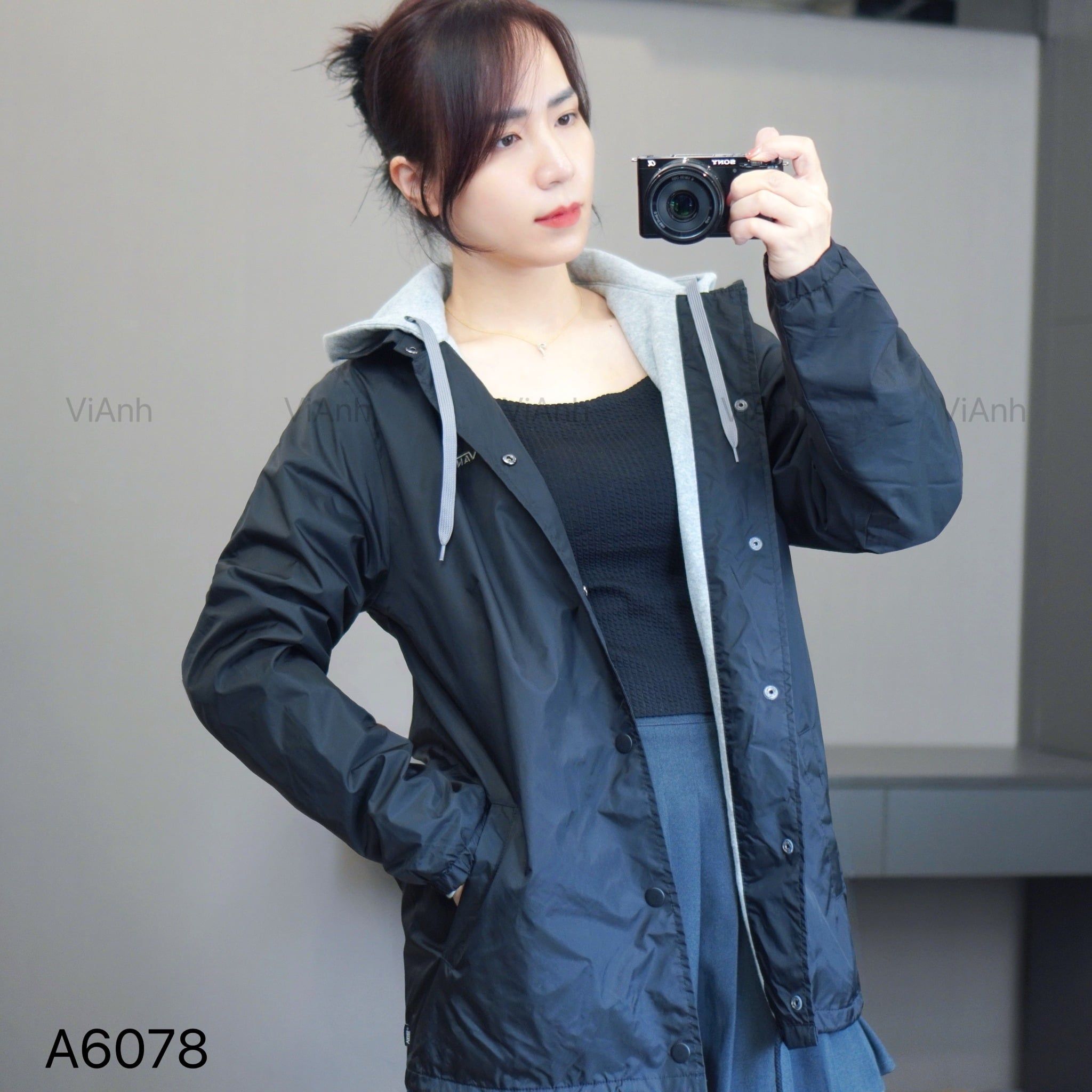 Áo khoác kèm mũ style US / ĐEN