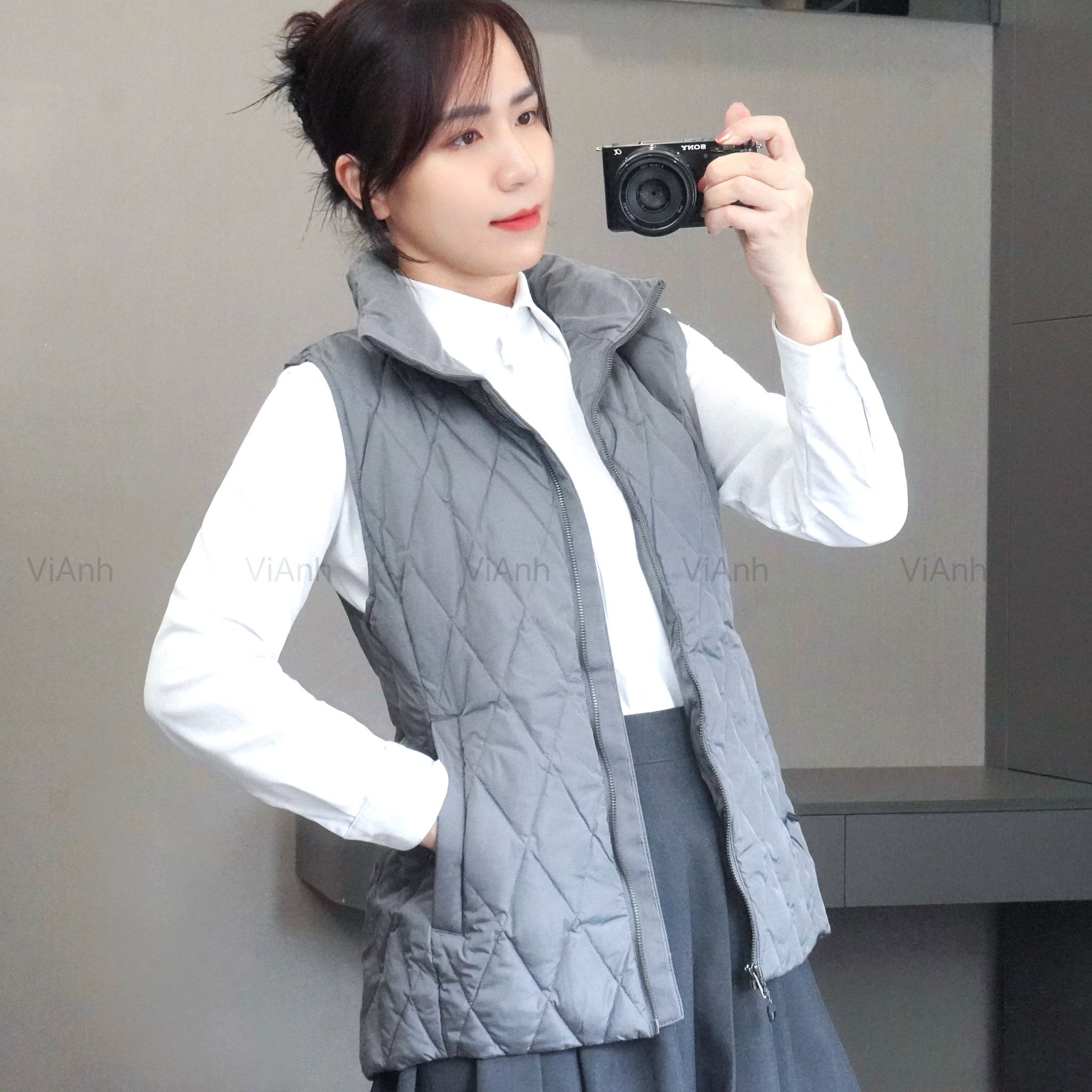 Áo gile phao chần trám style US / GHI