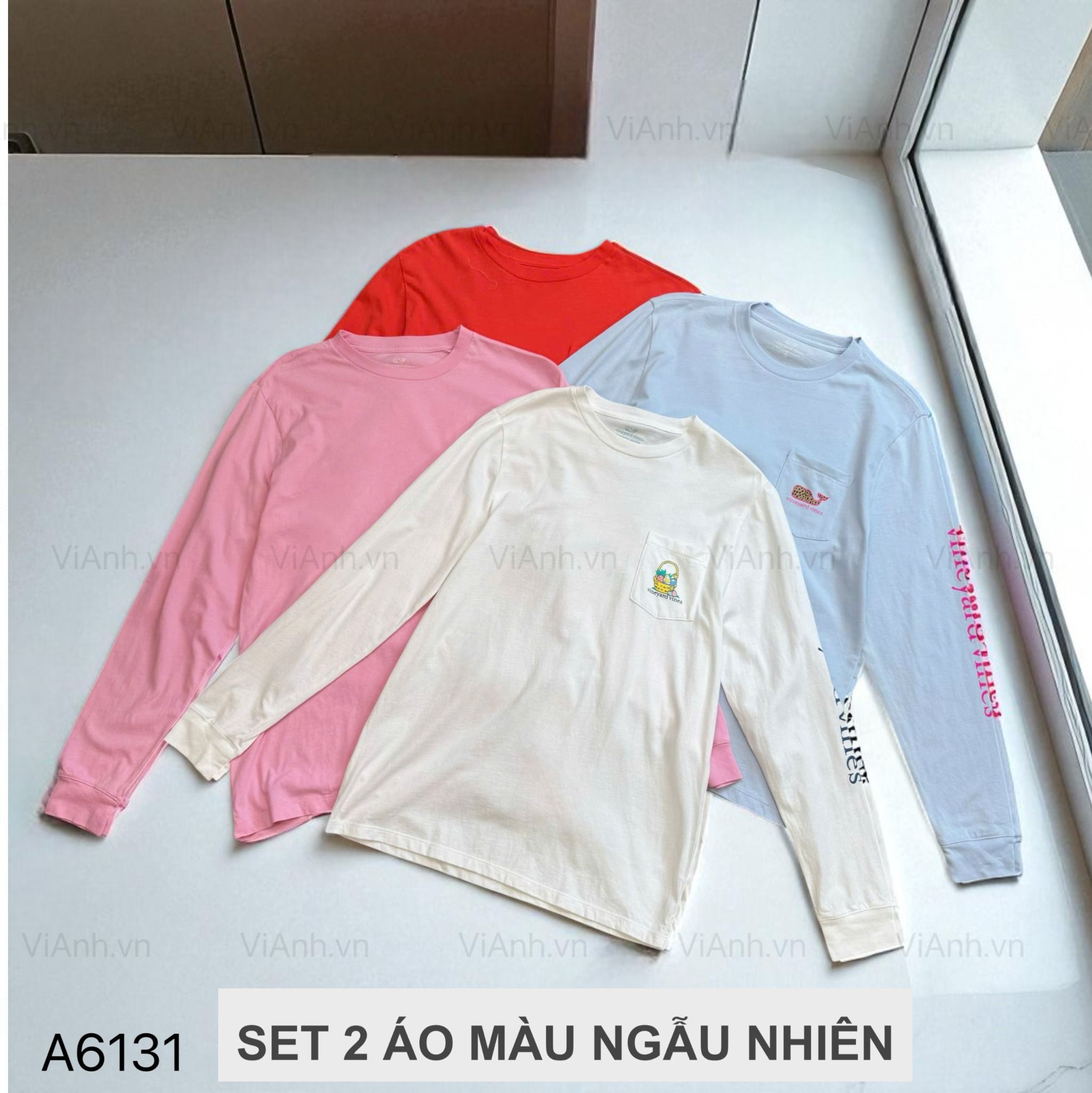 SET 2 áo dài tay cotton VV / MÀU NGẪU NHIÊN TONE TƯƠI SÁNG