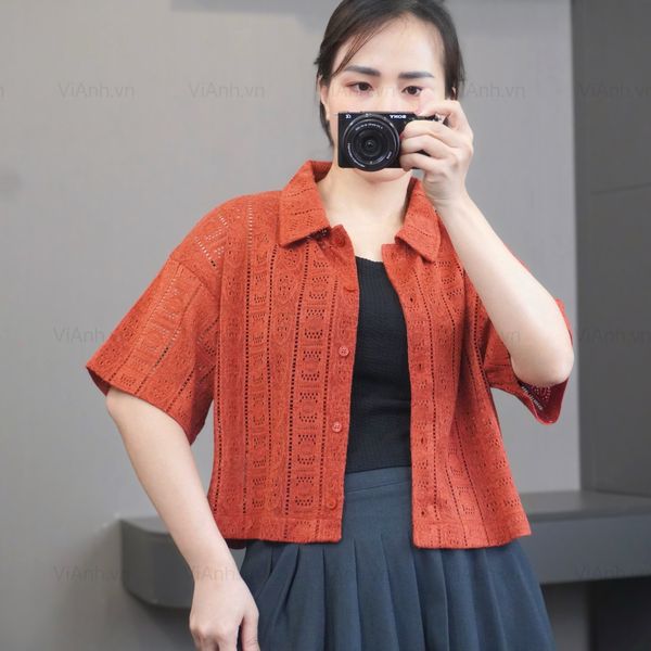 Áo sơ mi ren A48 phom rộng xuất Nhật A6148 / CAM