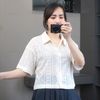Áo sơ mi ren A50 phom rộng xuất Nhật A6150 / KEM