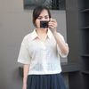 Áo sơ mi ren A50 phom rộng xuất Nhật A6150 / KEM