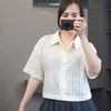 Áo sơ mi ren A51 phom rộng xuất Nhật A6151 / TRẮNG