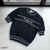 Áo len A71 ngắn tay thêu chữ style Hàn A6171 / ĐEN
