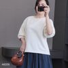 Áo sweater A5 tay bồng style US A6205  / TRẮNG KEM