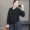 Áo A28 sweater dài tay có cổ style Hàn A6228 / ĐEN