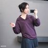 Áo A30 sweater dài tay có cổ style Hàn A6230 / NÂU ĐỎ