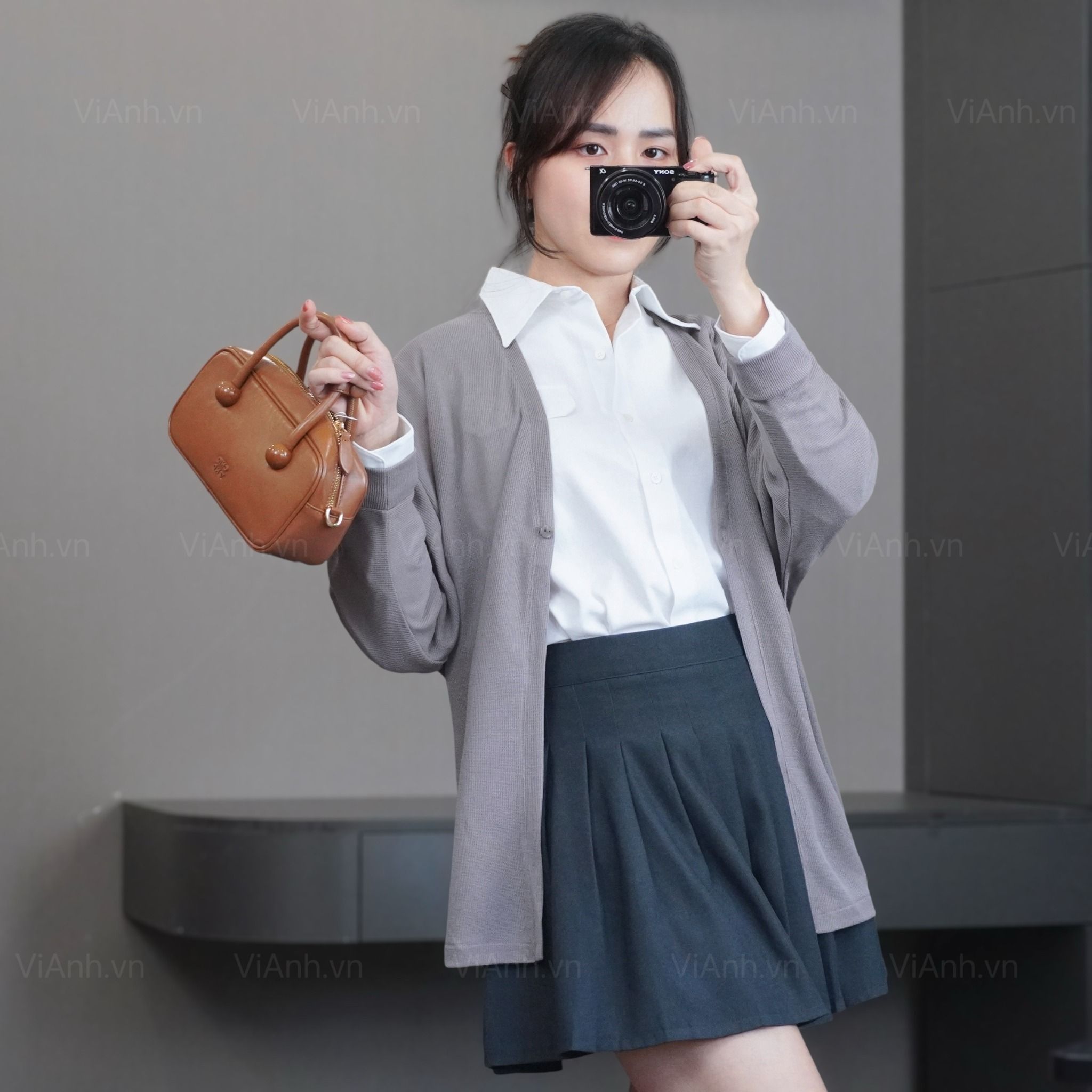 Áo khoác K38 dệt kim Cardigan style Nhật A6238 / XÁM