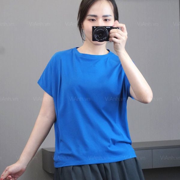 Áo thun A48 trơn tay chờm style Nhật A6248 / XANH