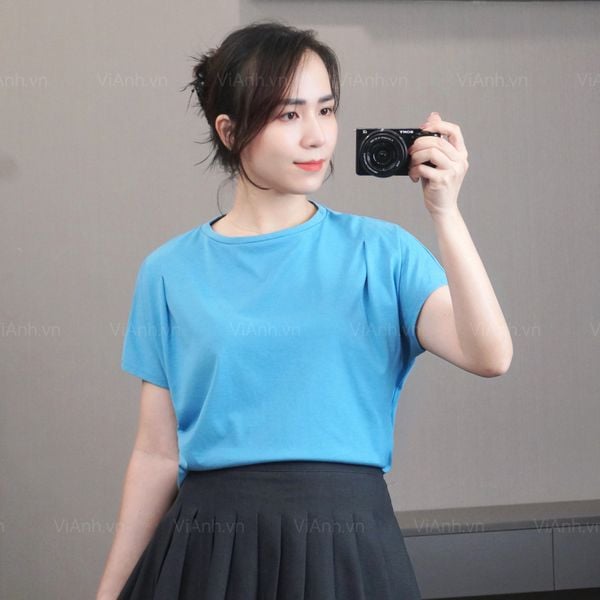 Áo A51 thun trơn tay chờm style Nhật A6251 / XANH NGỌC
