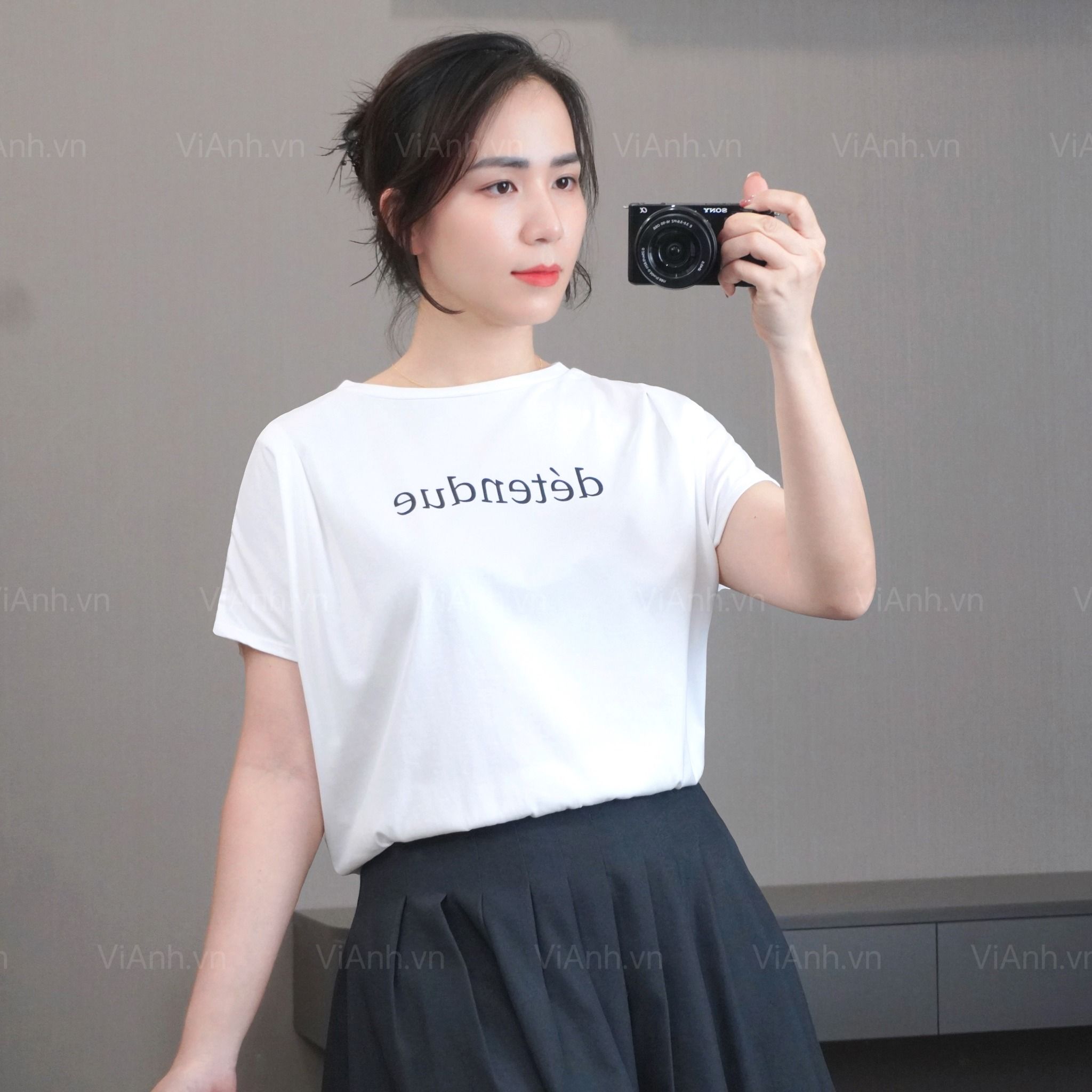 Áo A55 thun trơn tay chờm style Nhật A6255 / TRẮNG