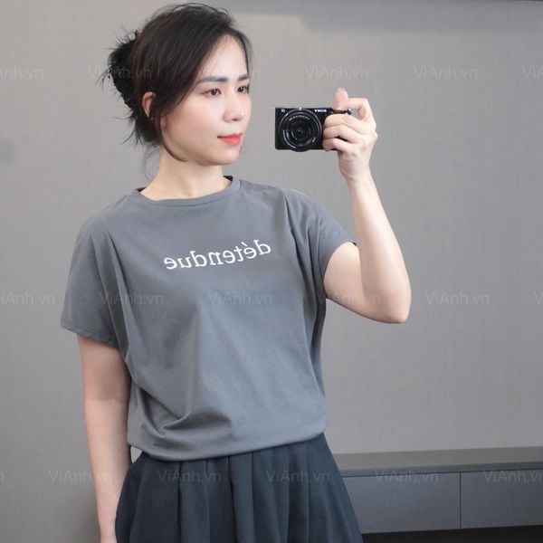 Áo thun A56 trơn tay chờm style Nhật A6256 / XÁM
