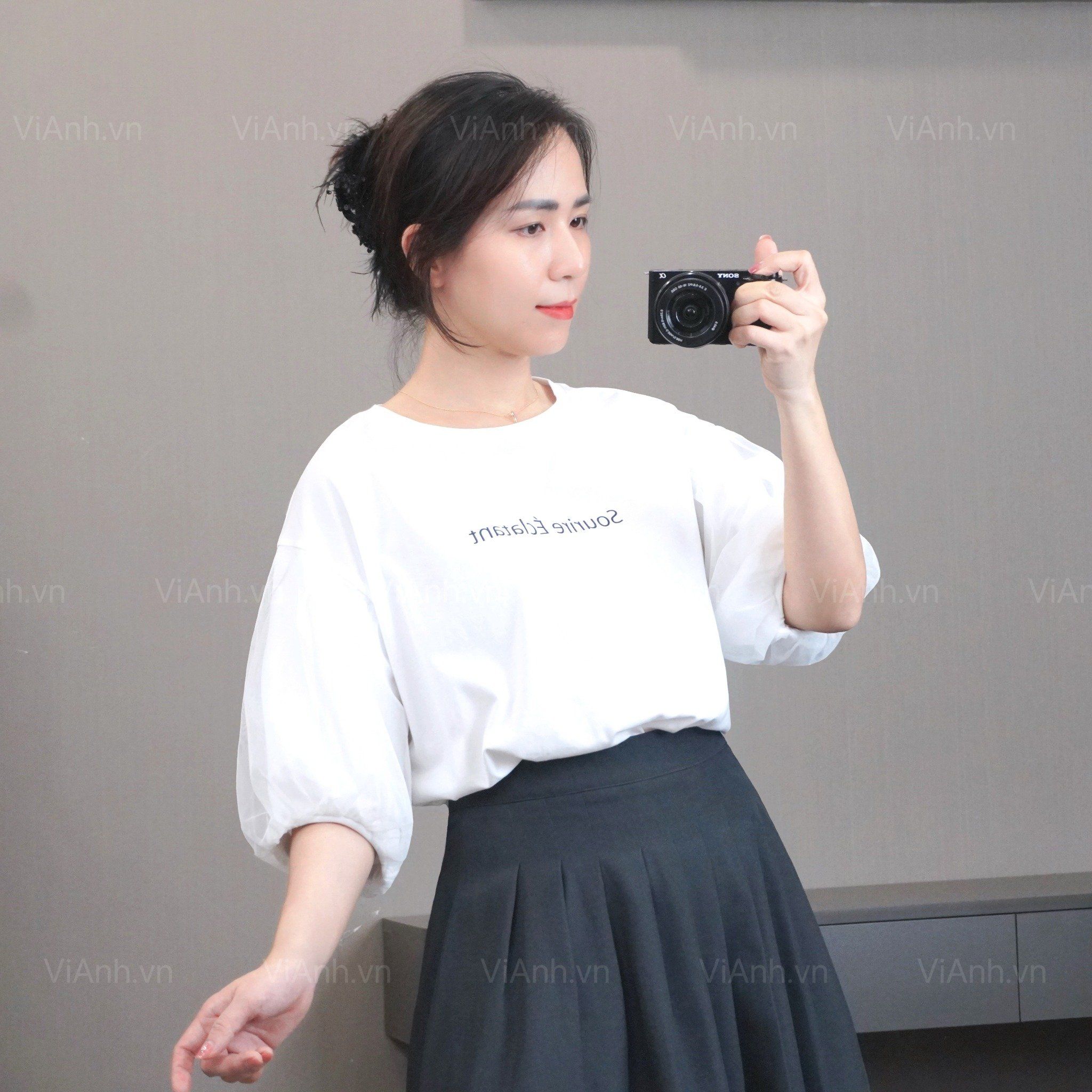 Áo A59 tay bồng style Nhật / Freesize A6259 / TRẮNG