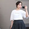 Áo A59 tay bồng style Nhật / Freesize A6259 / TRẮNG