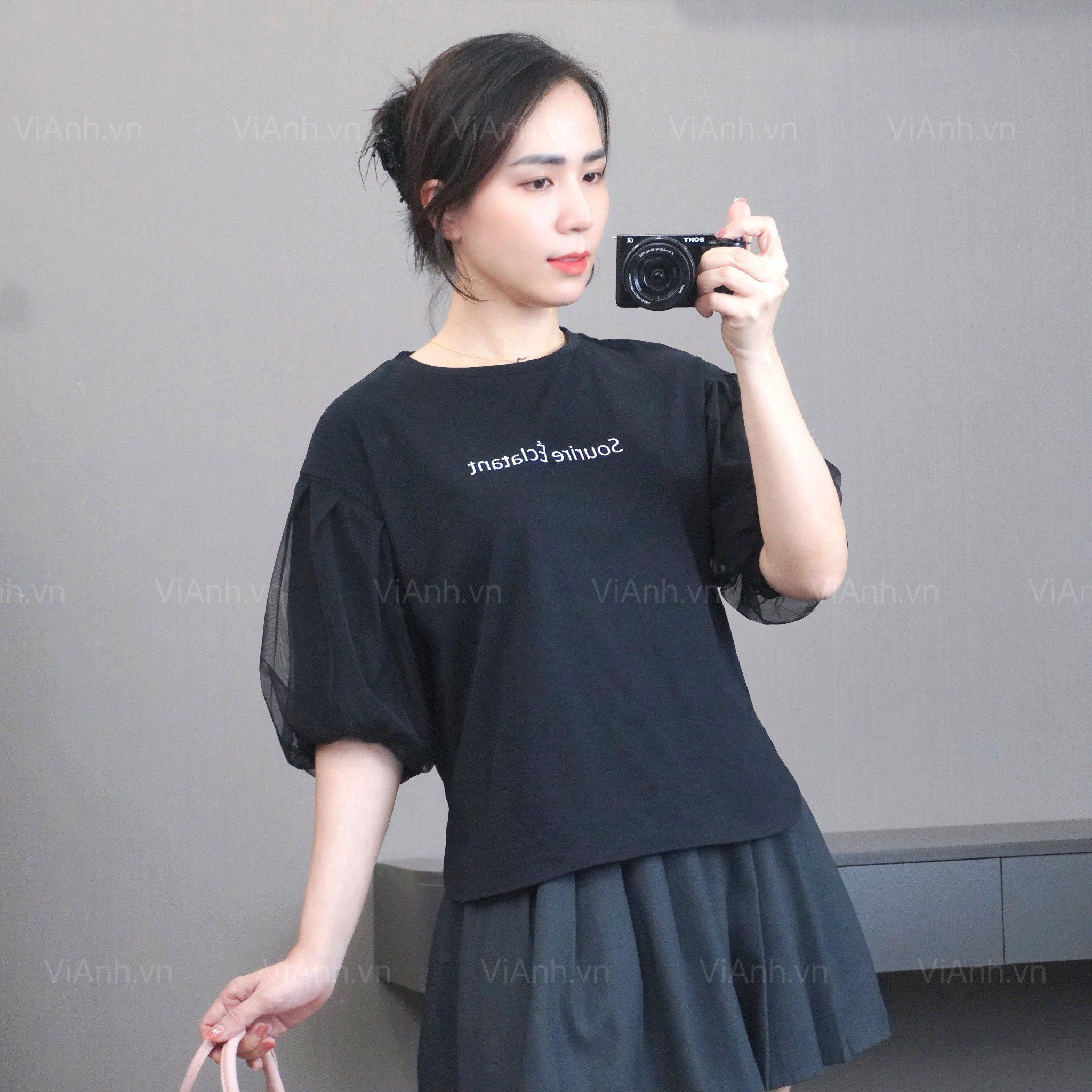 Áo A60 tay bồng style Nhật / Freesize A6260 / ĐEN