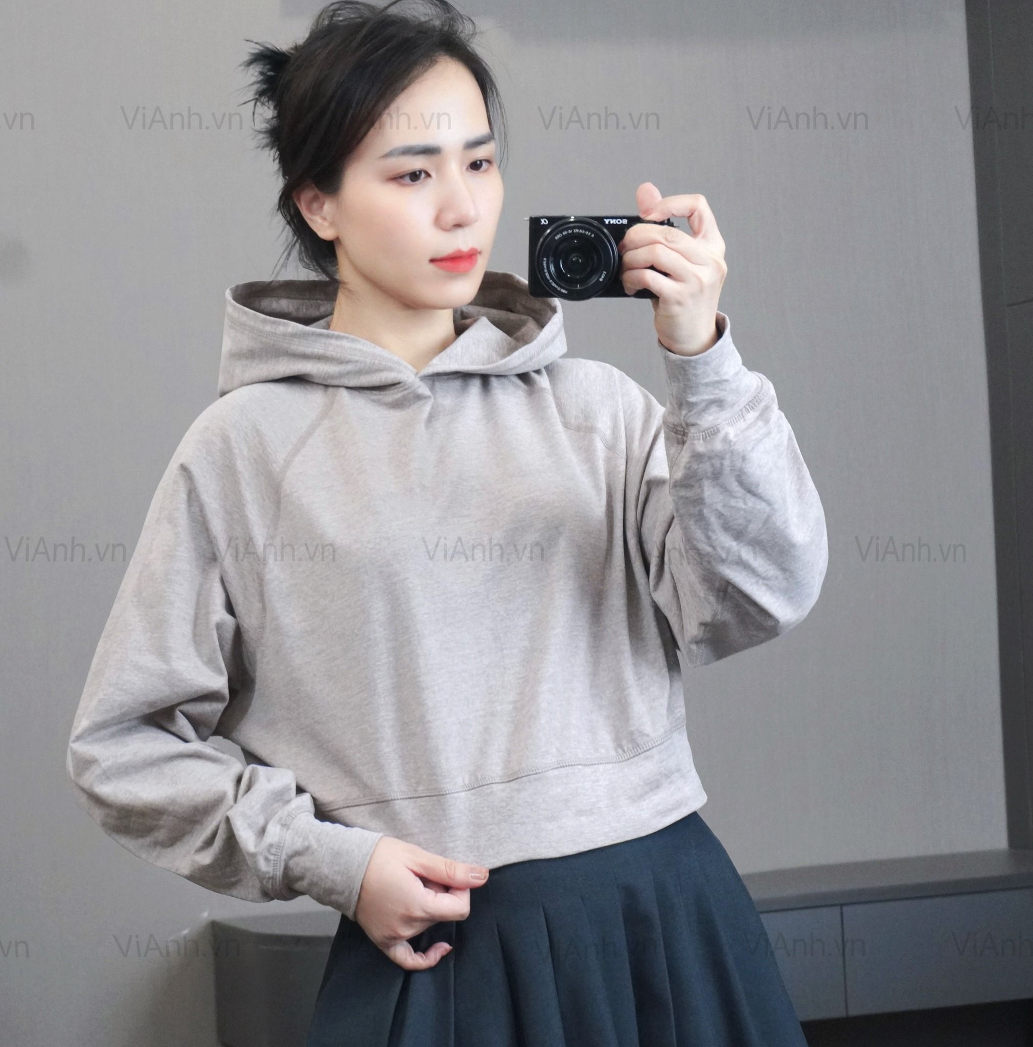 Áo C7 crotop Style Âu A6267 / XÁM NÂU