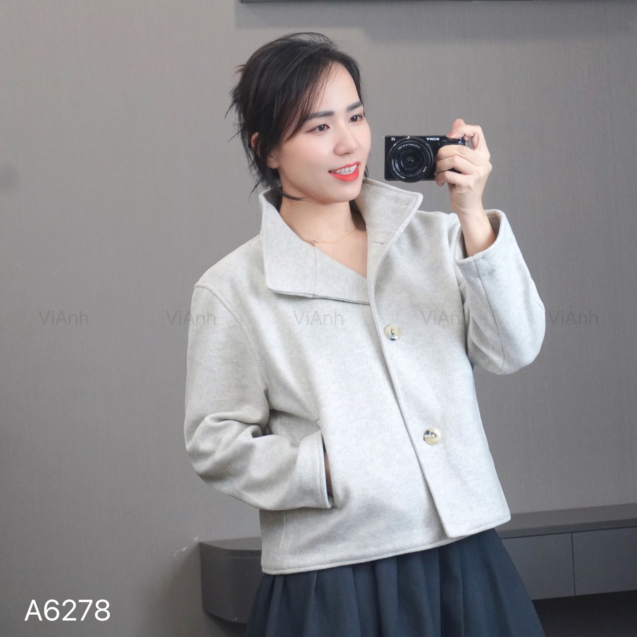 Áo khoác dạ style Hàn K78 / XÁM TRẮNG