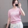 Áo len A83 cổ tròn ngắn tay style Hàn A6283 / HỒNG