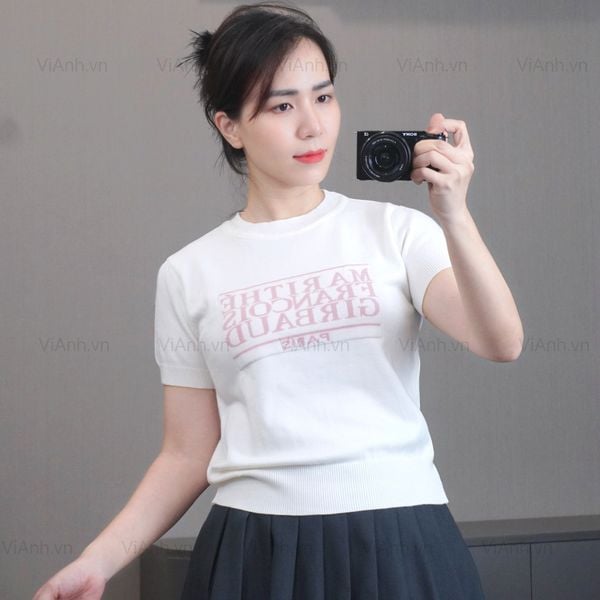 Áo len A84 cổ tròn ngắn tay style HànA6284 / TRẮNG