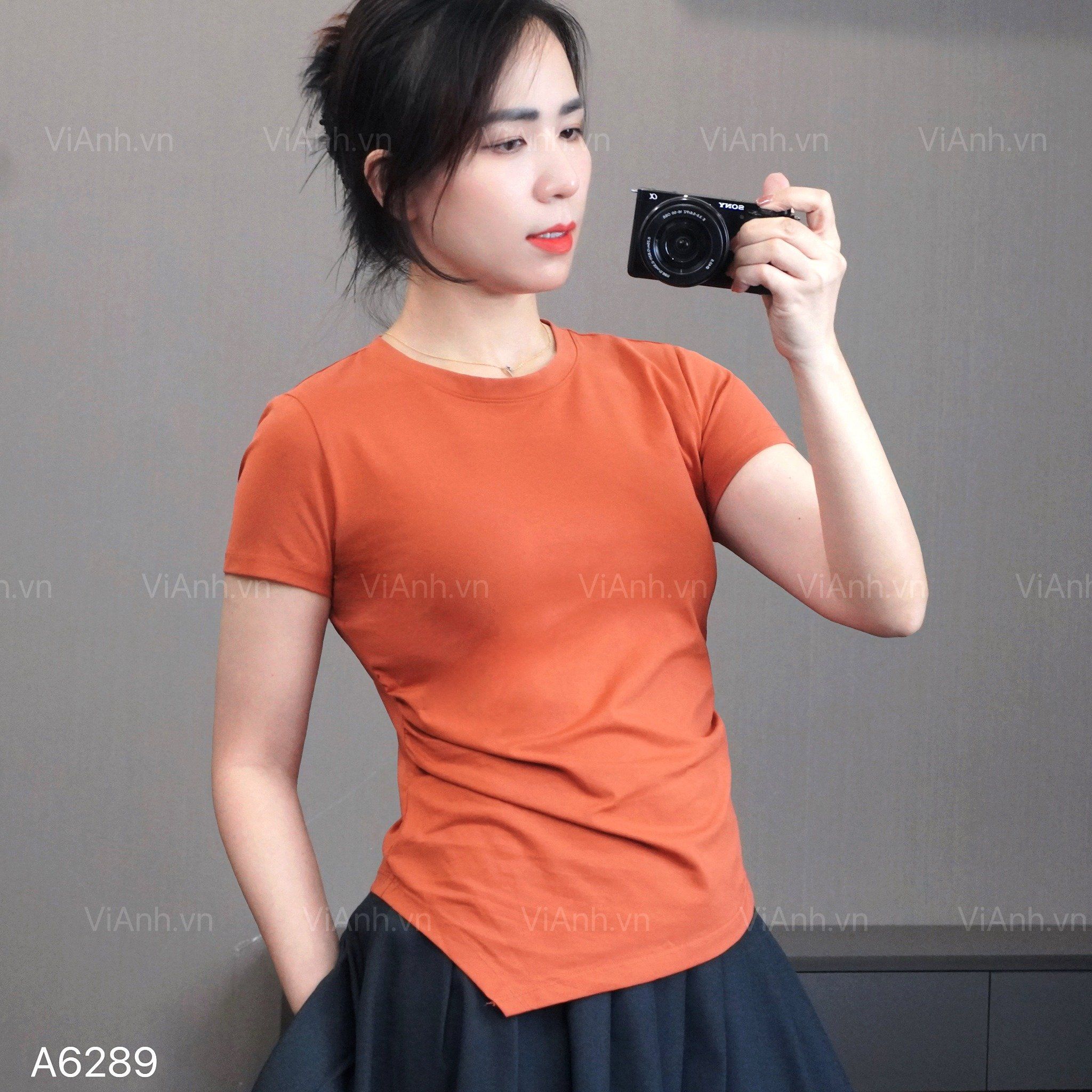 Áo thun T89 nhún eo style Hàn / CAM NÂU