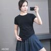 Áo thun T90 nhún eo style Hàn /  ĐEN