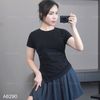 Áo thun T90 nhún eo style Hàn /  ĐEN