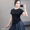 Áo thun T90 nhún eo style Hàn /  ĐEN