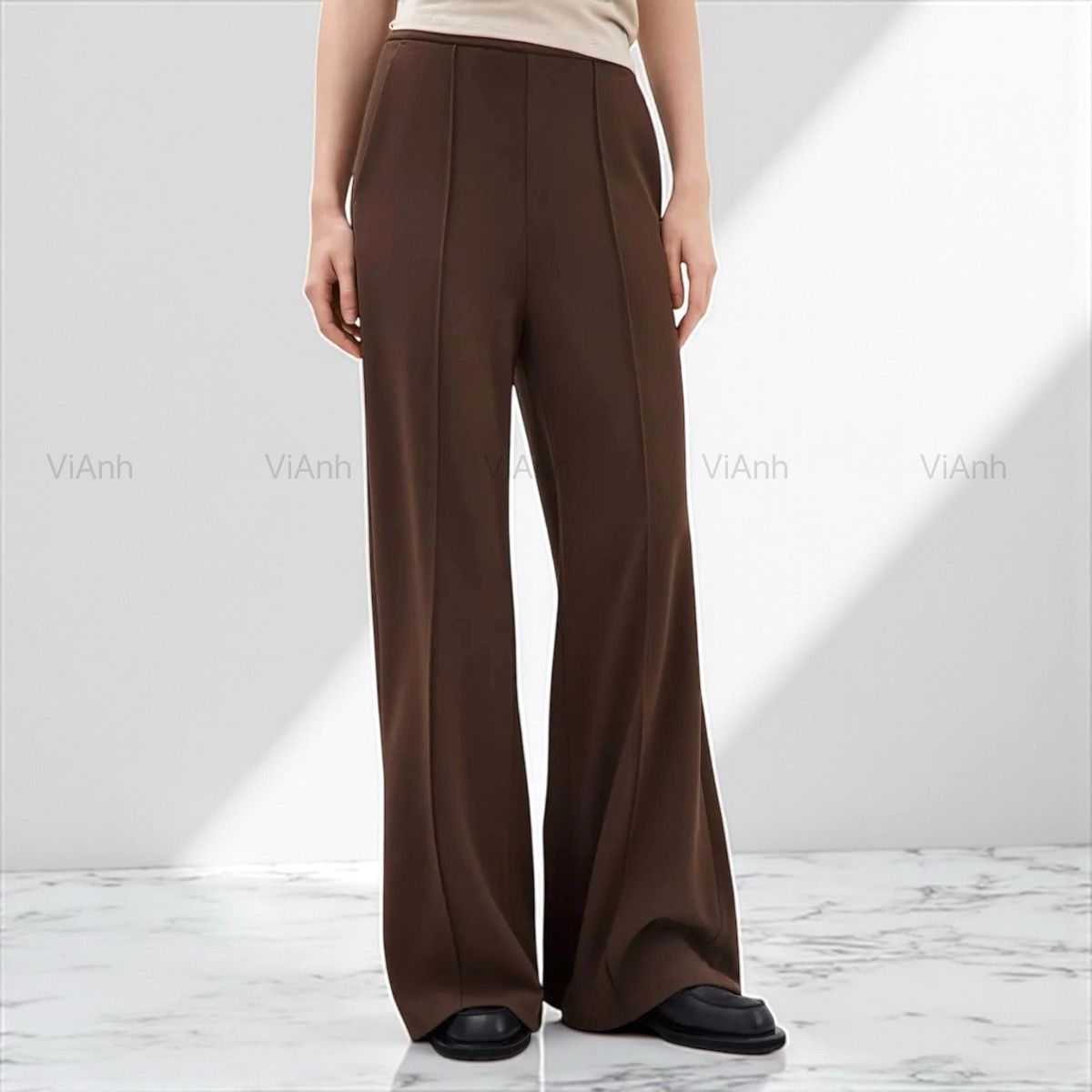 Quần Q9 dài ống rộng xuất Âu A6339 /NÂU