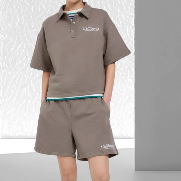 Quần Q44 short nỉ chữ California xuất Âu A6344 / NÂU