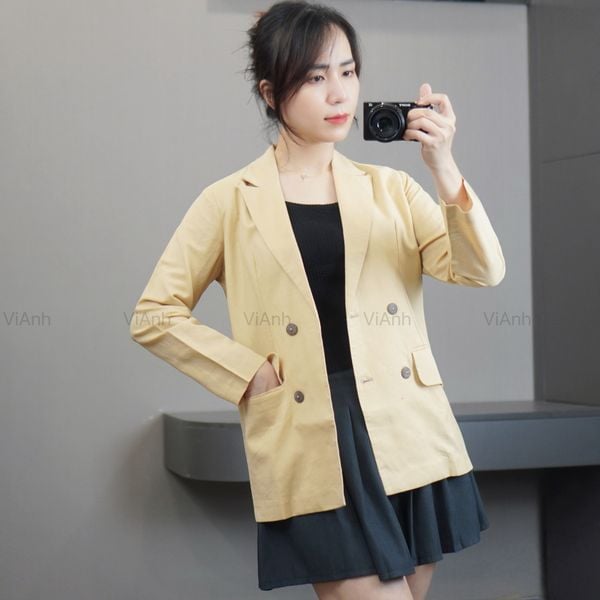 Áo V4 Vest Linen style Hàn / VÀNG BE