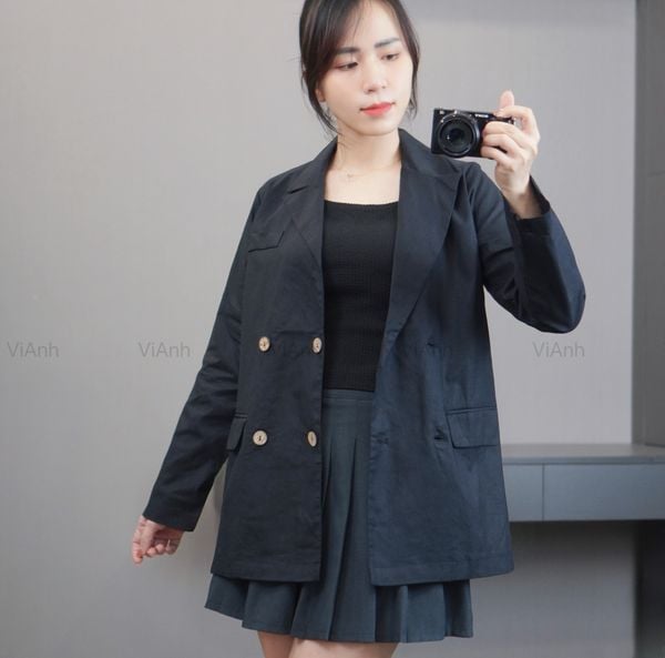 Áo V2 Vest Linen style Hàn A6382 / ĐEN