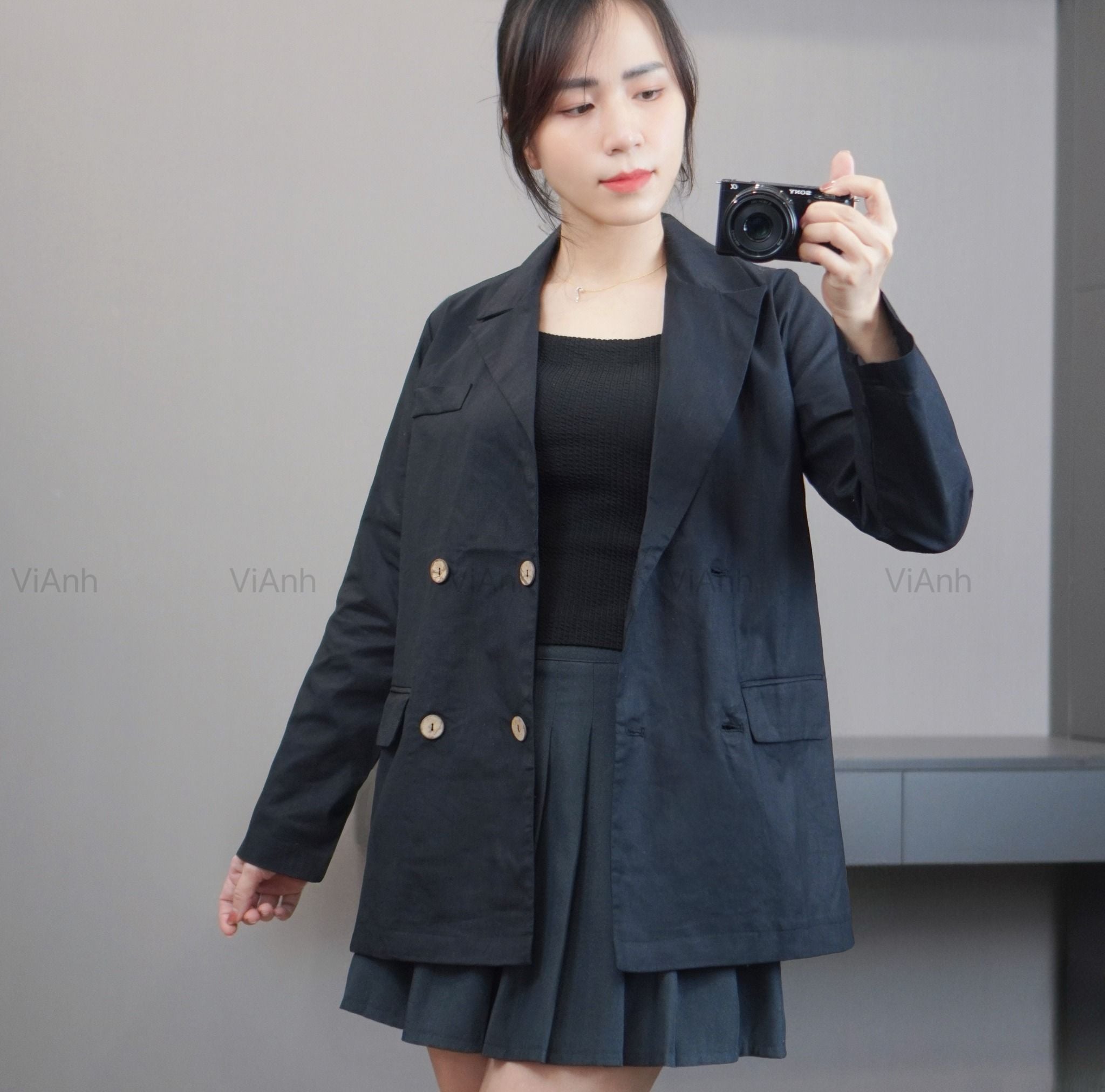 Áo V2 Vest Linen style Hàn A6382 / ĐEN