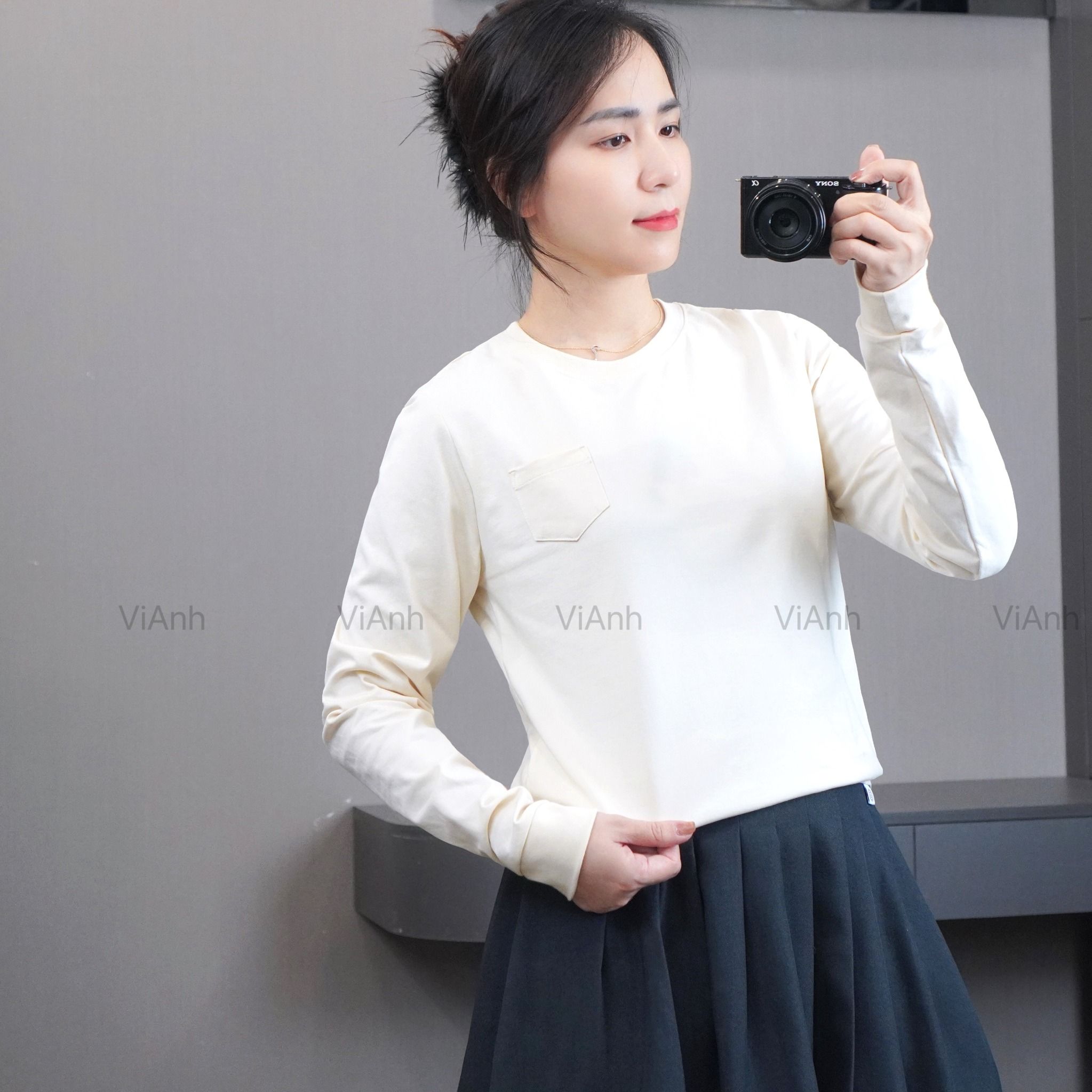 Áo thun T92 dài tay style Hàn / TRẮNG