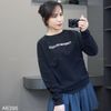Áo sweater chữ ngực xuất US / ĐEN