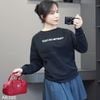 Áo sweater chữ ngực xuất US / ĐEN