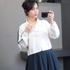 Áo sweater khoá cổ style Âu G/J ( G7 trắng sọc đen / G8 đen sọc trắng )