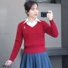 Áo len dài tay cổ tim style Hàn / E6 trắng , E7 đỏ , E8 xanh