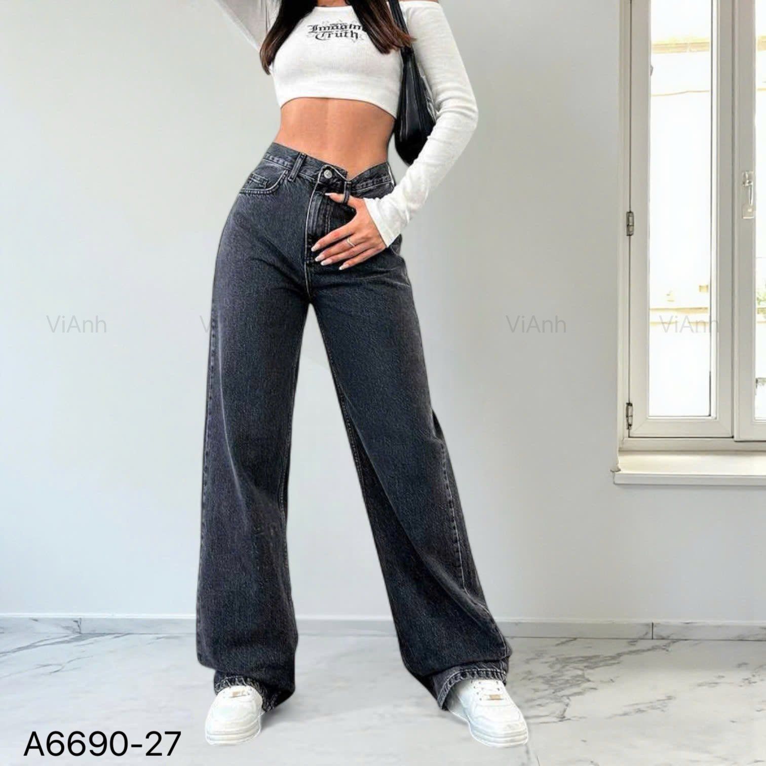 Quần jeans E90 style US UK A6690 / ĐEN XÁM